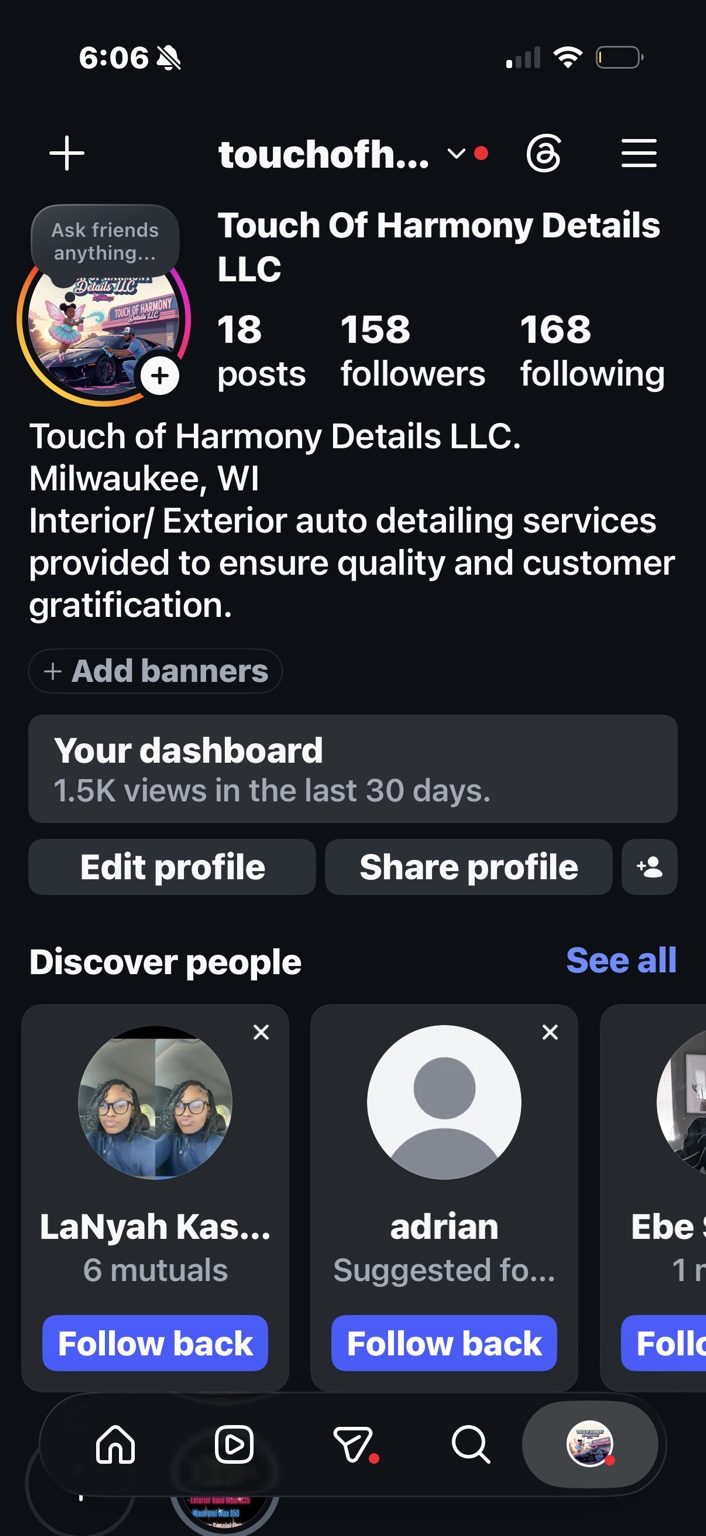 Touch of Harmony Details LLC Instagram profile